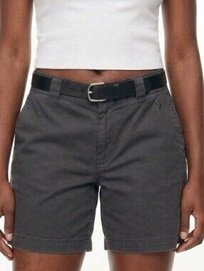 Tna Aritzia Black Twill Cotton Chino Shorts Size 6 Clean Girl Minimalist